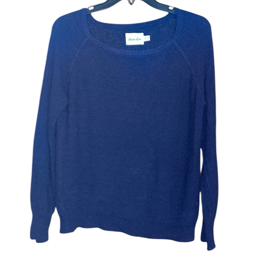 •STEVEN ALAN•NAVY BLUE SCOOPNECK LIGHTWEIGHT COTTON/NYLON SWEATER SIZE SMALL